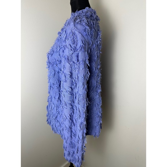 Willow Cotton Knit Fringe Button Up Cardigan Sweater Blue Purple Boho Bohemian S - Picture 3 of 8